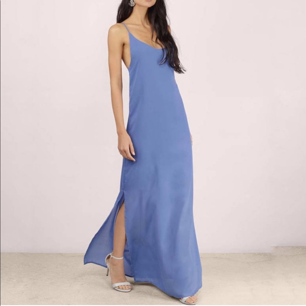 TOBI slip dress. NWOT. Never worn. Blue maxi dress.